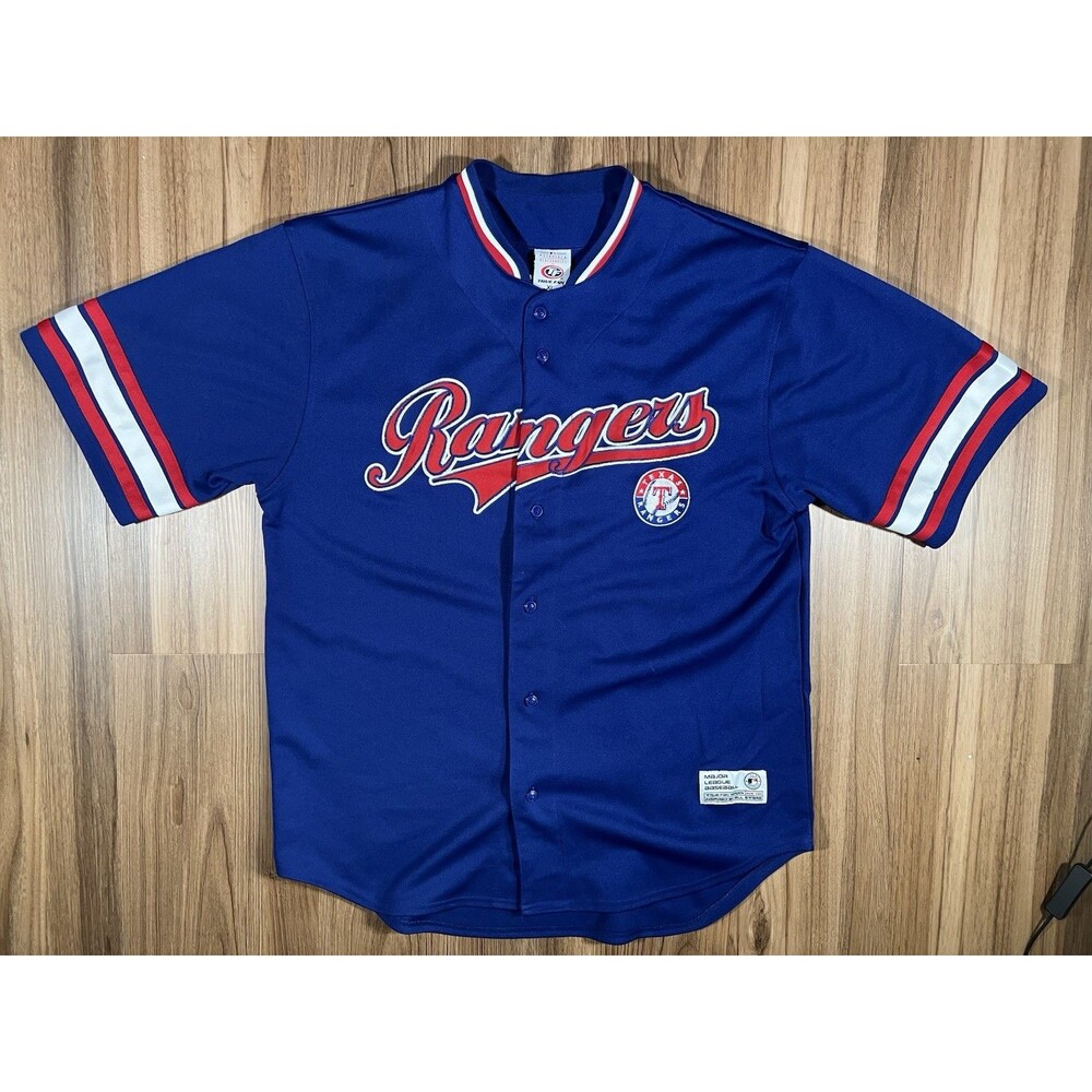 Texas Rangers 23 Mark Teixeira True Fan Blue Red Baseball Jersey Men Size XL